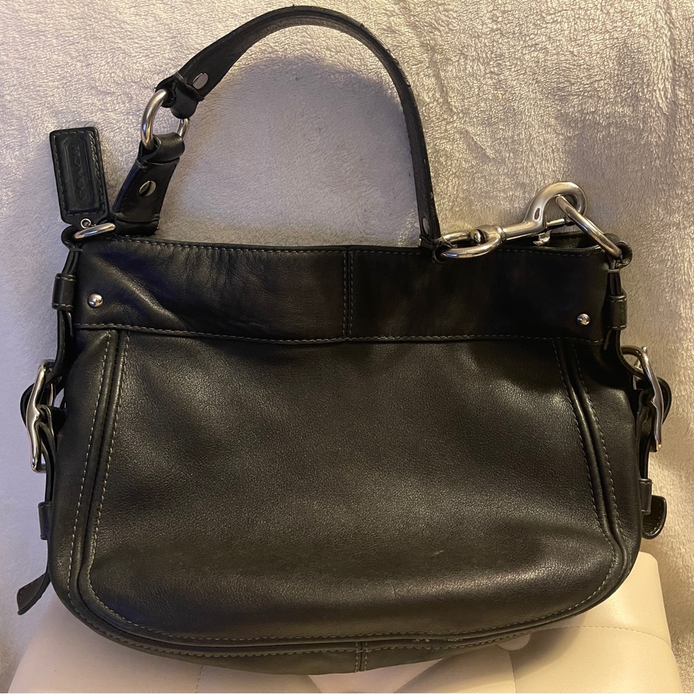 Coach Black Leather Zoe Hobo Shoulder Bag - Gem